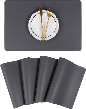 Wipeable Placemats Leather Table Mats Waterproof Heat-Resistant Easy to Clean for Dining Table Set Kitchen Table