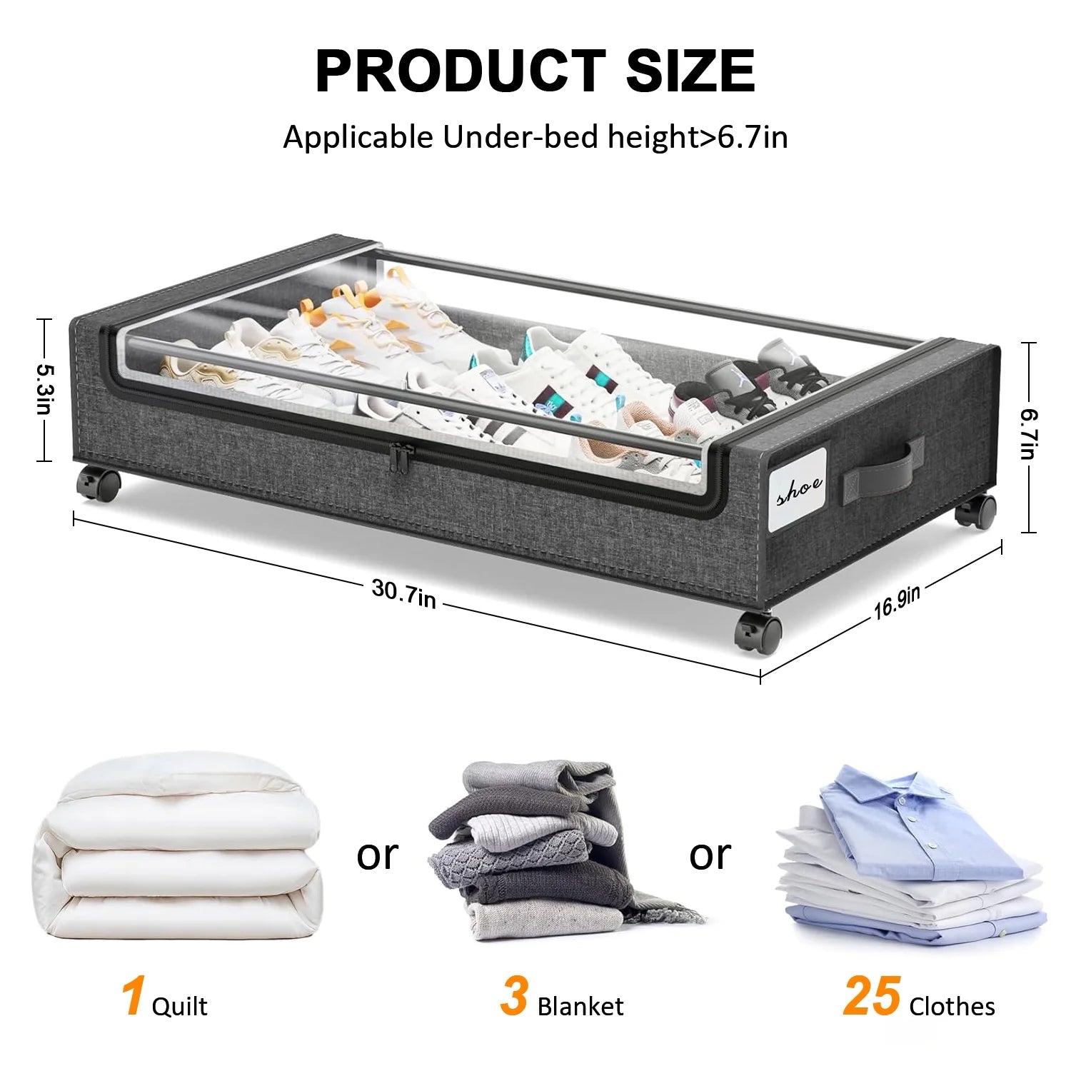 under Bed Storage with Wheels:2 Pack under the Bed Storage Bins