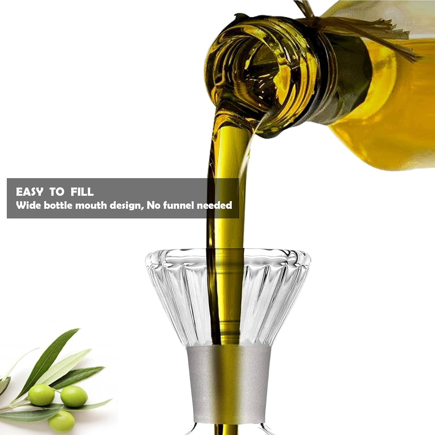 HAIZEEN 4 oz/125 ml Clear Glass Olive Oil Dispenser Bottle - Oil & Vinegar Cruet with Pourers