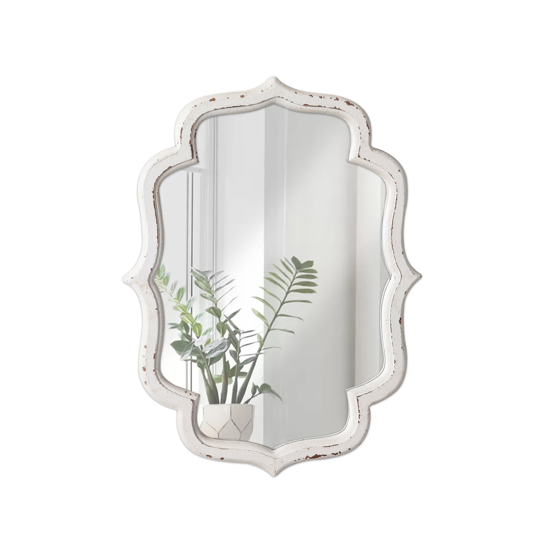 Hanging Rustic Distressed White Bathroom and Living Room Wall Mirrors,16 X 12 Inch