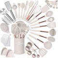 Umite Chef Silicone Kitchen Cooking Utensil Set, 43 pcs Silicone Spatula with Stainless Steel Handle, Non-stick Heat Resistant - Best Cookware (Grey)