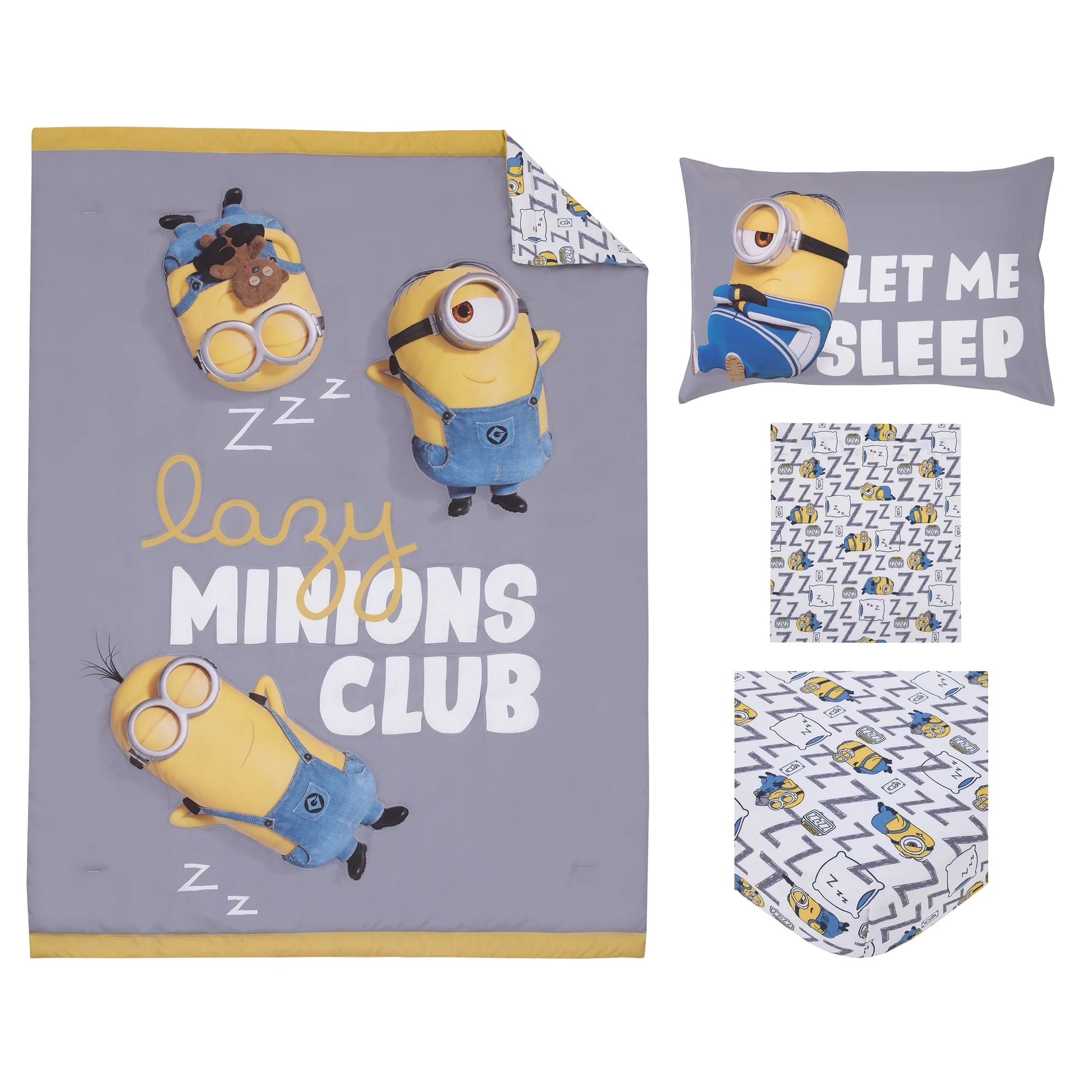 Lazy Minions Club 4 Piece Toddler Bed Set