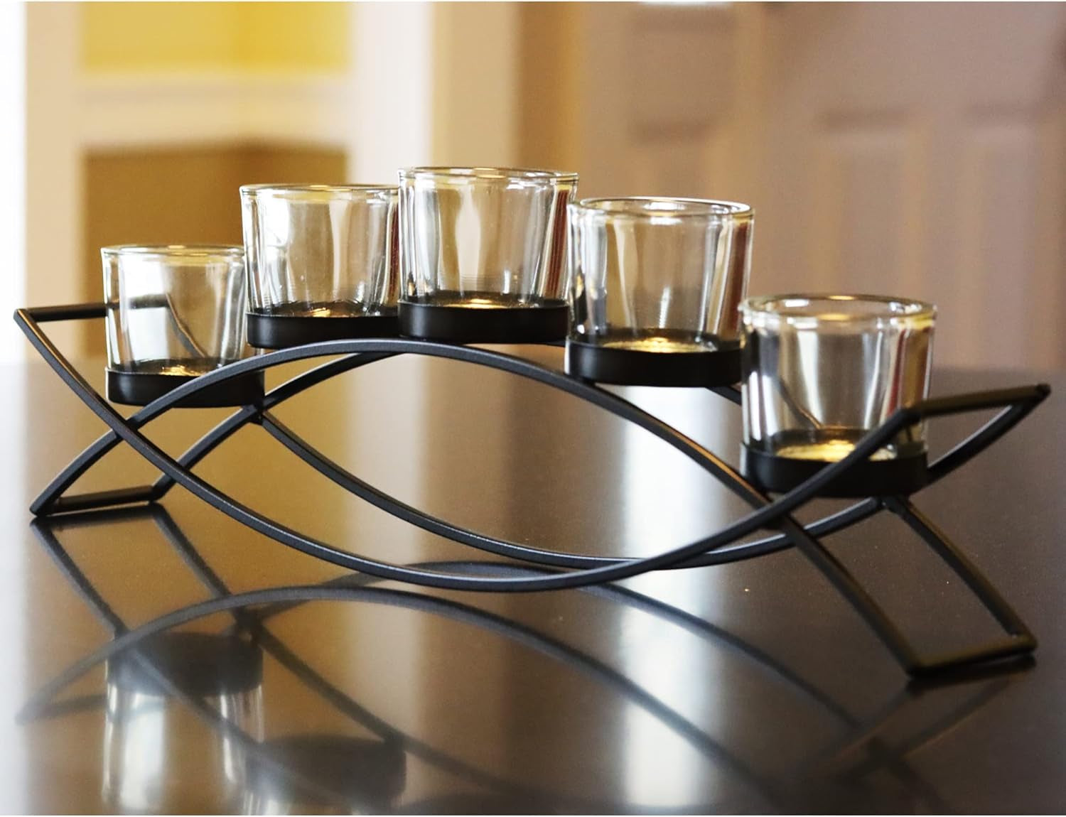 Seraphic Iron Arch Table Centerpiece Decoration 3 Cups