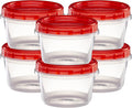 (32 Ounce 10 Pack) Twist cap Containers Clear Bottom With Red Top Screw on Lids Twist Top Food Storage Freezer Containers