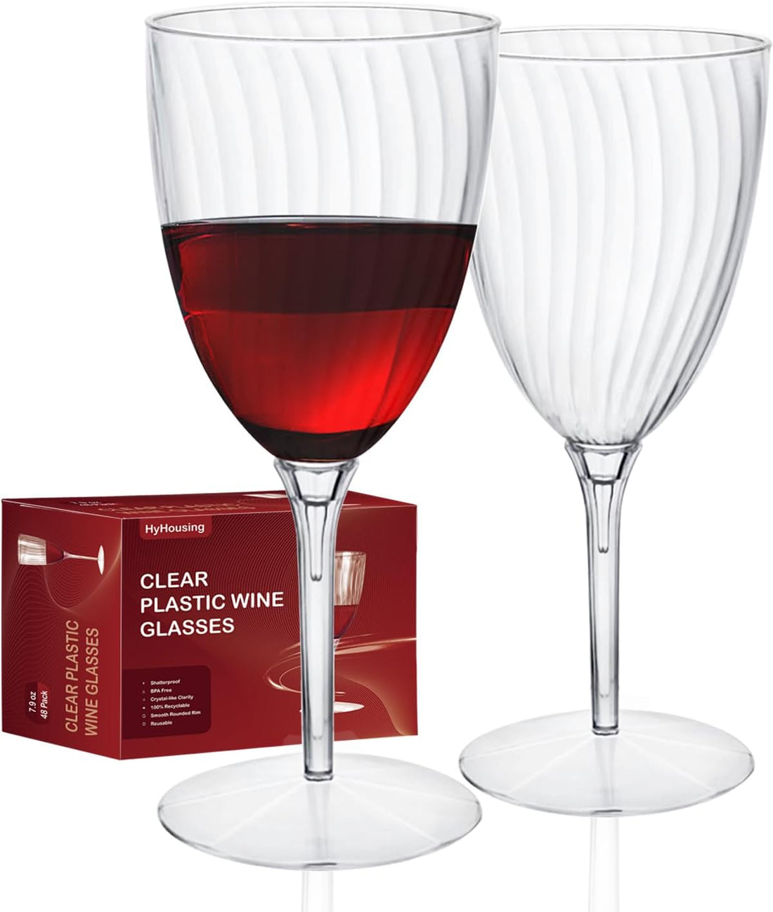 6 Oz Clear Plastic Champagne Glasses48 Pack,