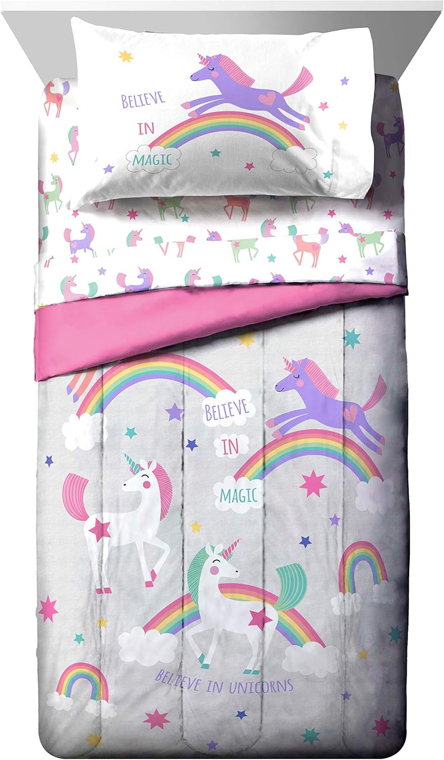 Jay Franco Trend Collector Believe 4 Piece Toddler Bed Set - Includes Comforter & Sheet Set - Super Soft Fade Resistant Microfiber Bedding