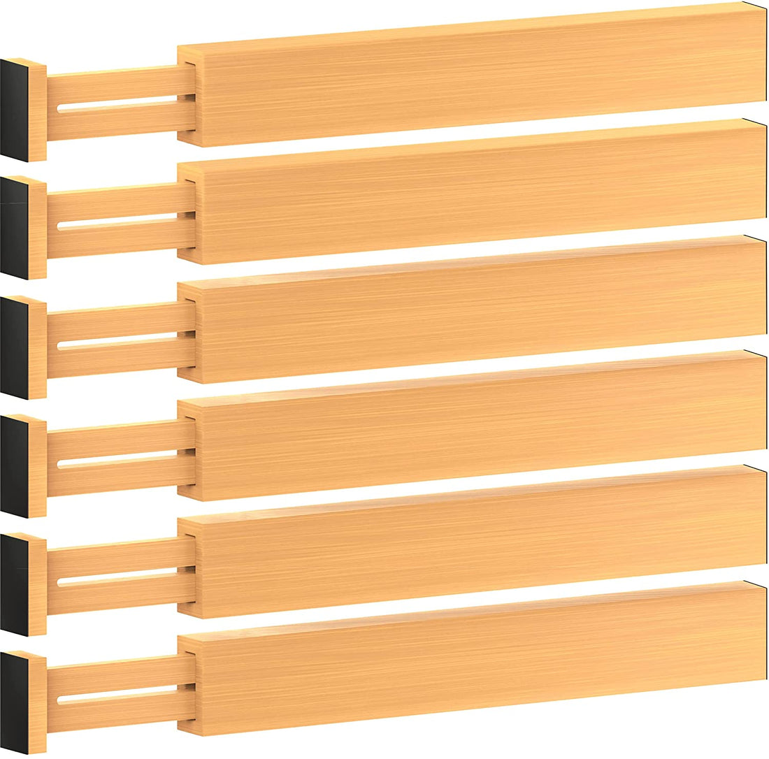 Large Kitchen Drawer Organizer - Expandable Bamboo Drawer Dividers (17" - 21.5")