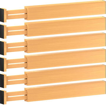 Large Kitchen Drawer Organizer - Expandable Bamboo Drawer Dividers (17" - 21.5")