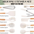 White Silicone Cooking Utensils Set Non Toxic - 11 Pcs Nonstick Kitchen Utensils Set with Holder