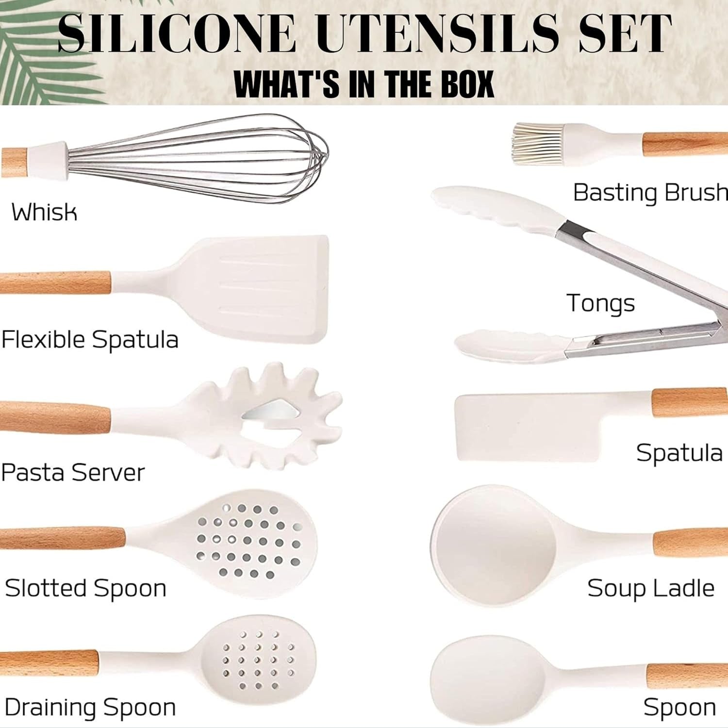 White Silicone Cooking Utensils Set Non Toxic - 11 Pcs Nonstick Kitchen Utensils Set with Holder
