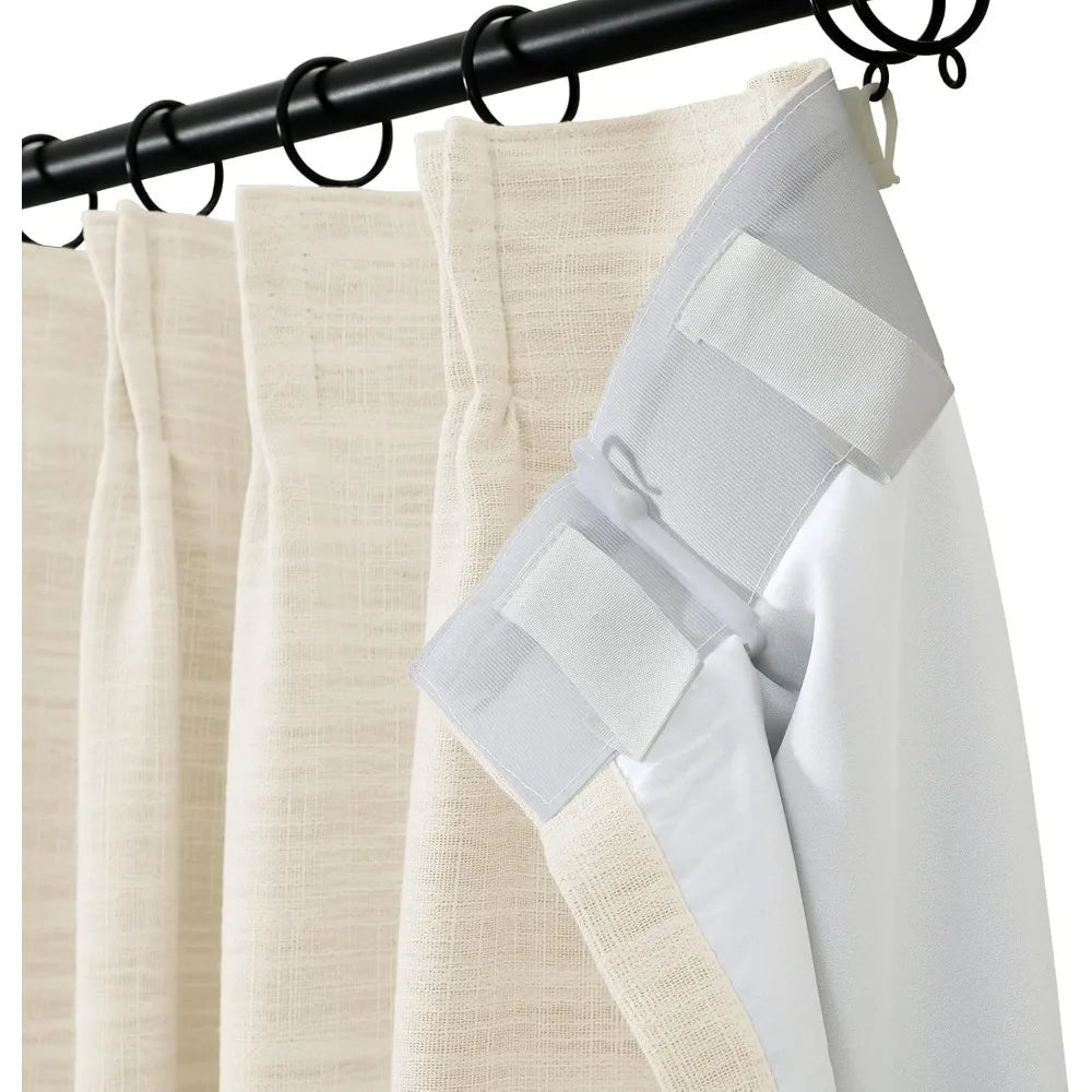 108 Inches Long Blackout Curtain for Bedroom Kids Room , Linen Blend Thermal Insulated Curtain 52Wx108L,1 Panel