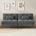 Convertible futon sofa bed with 68-inch corduroy upholstery in dark gray. Features an adjustable backrest and foldable design, perfect for small spaces.