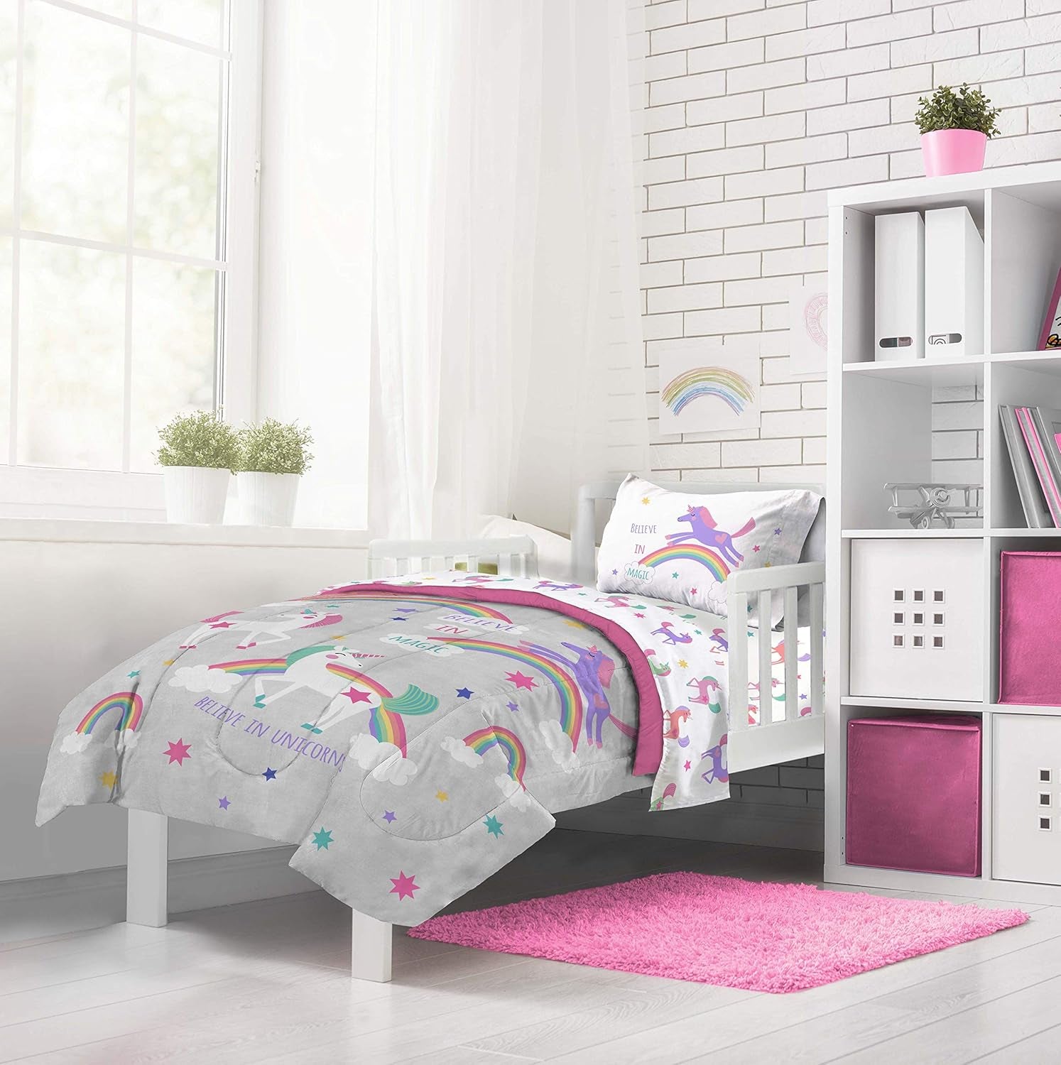Jay Franco Trend Collector Believe 4 Piece Toddler Bed Set - Includes Comforter & Sheet Set - Super Soft Fade Resistant Microfiber Bedding