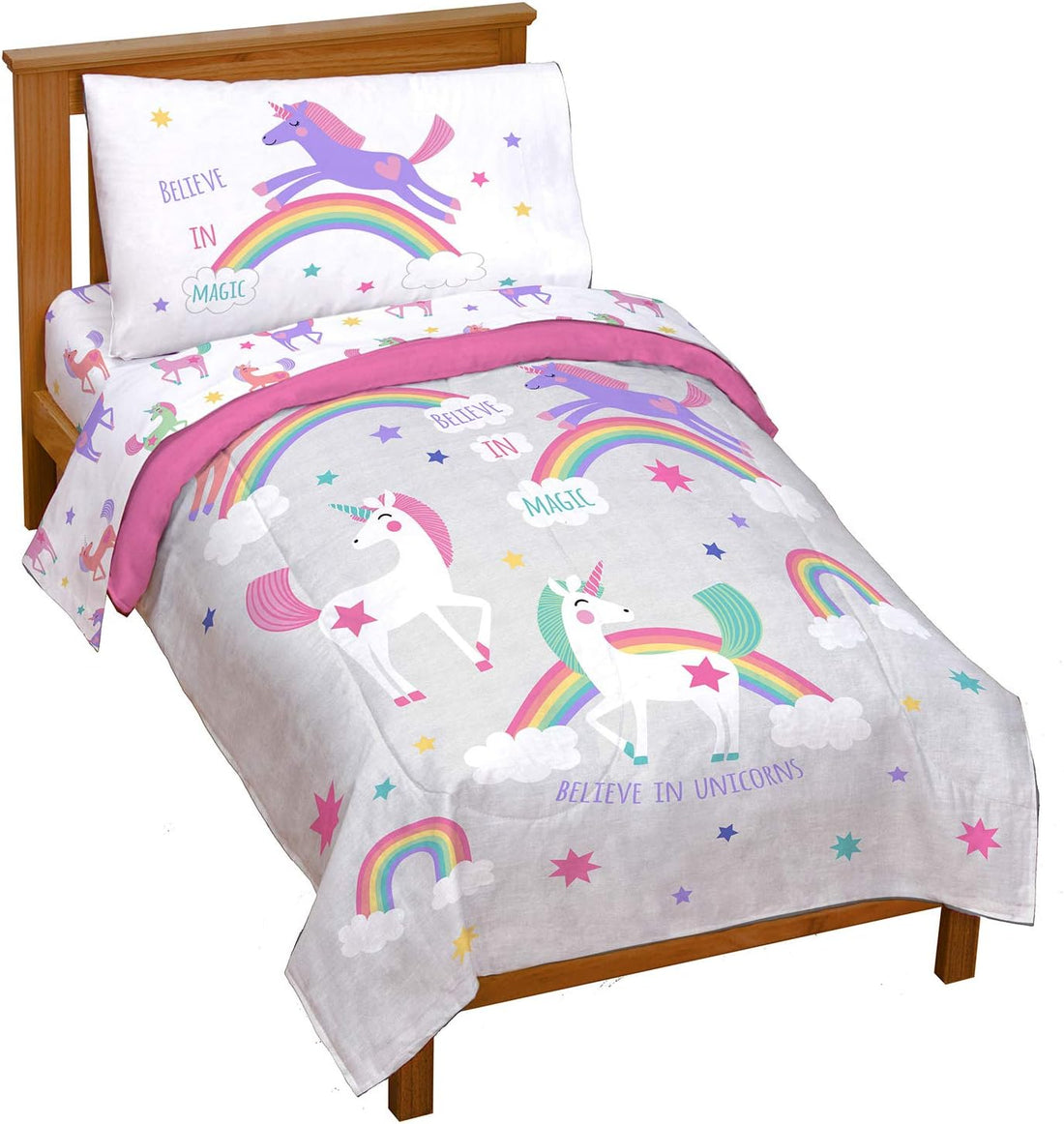 Jay Franco Trend Collector Believe 4 Piece Toddler Bed Set - Includes Comforter & Sheet Set - Super Soft Fade Resistant Microfiber Bedding