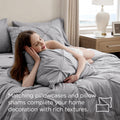 Bedsure Queen Comforter Set Grey - Bed in a Bag Queen Size 7 Pieces, GentleSoft™ Pintuck Bed Set Gift for Family, Pinch Pleat Grey Comforter with Sheets, Pillowcases & Shams