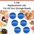 1 Cup/236 mL Blue Replacement Lids/Covers for Pyrex 7202-PC, Anchor Hocking & Klare Ware Storage Bowls *Lids Only - Glass Container Not Included* (6 Pack, Blue)