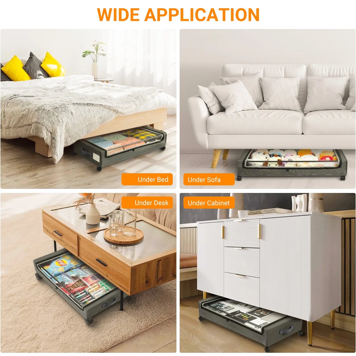 under Bed Storage with Wheels:2 Pack under the Bed Storage Bins