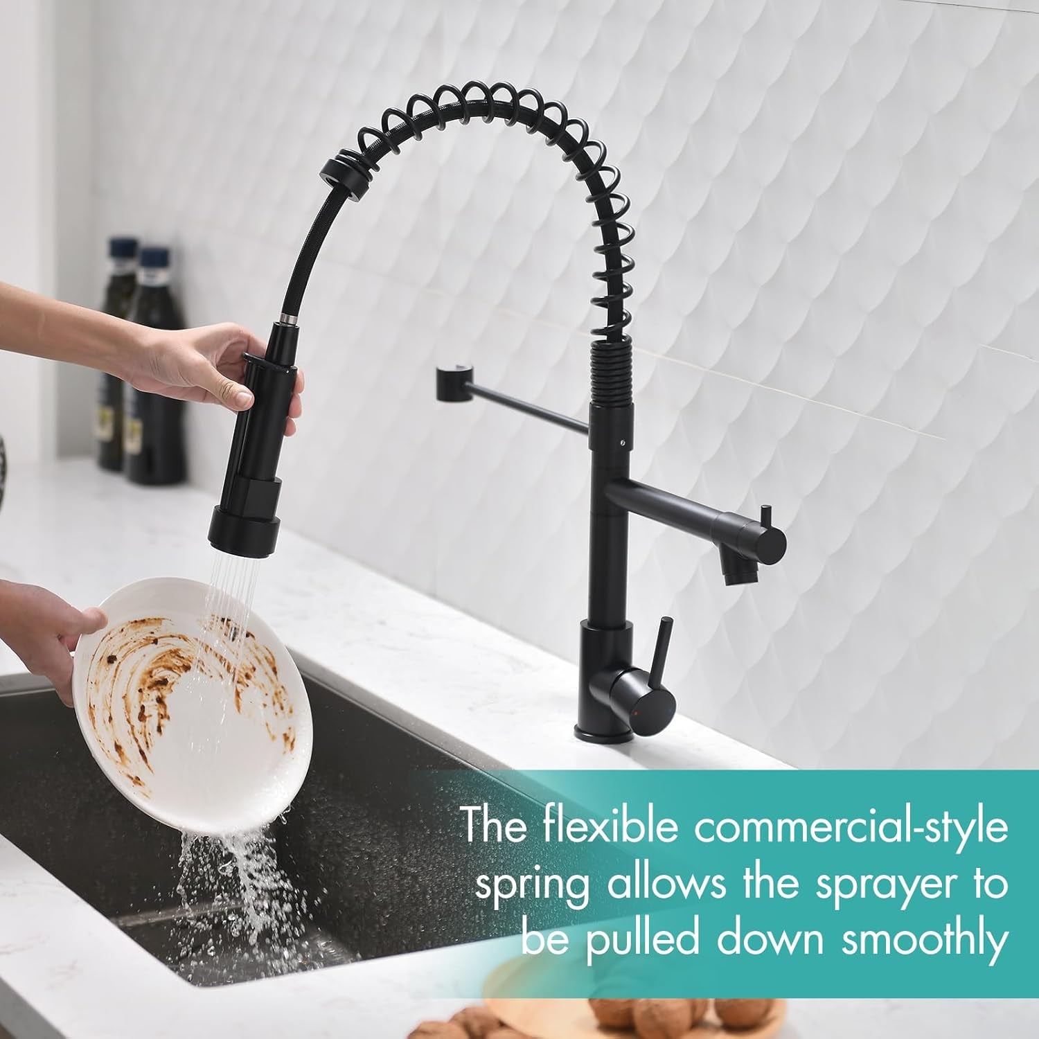 Kitchen Faucet,Kitchen Faucets with Pull Down Sprayer AIMADI Commercial Style Single Handle Matte Black Kitchen Faucet with Sprayer