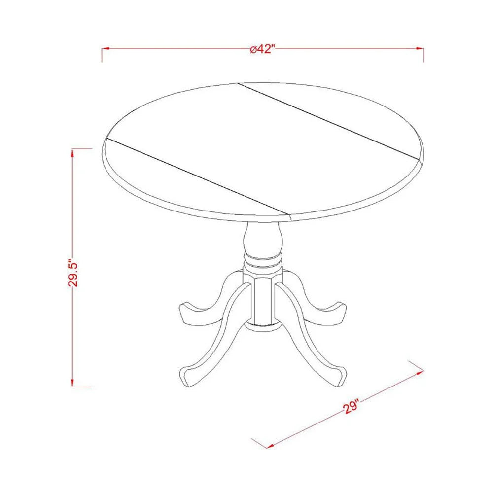 DLNO5-OAK-C 5 Pc Small Kitchen Table Set-Round Kitchen Table and 4 Dining Chairs.