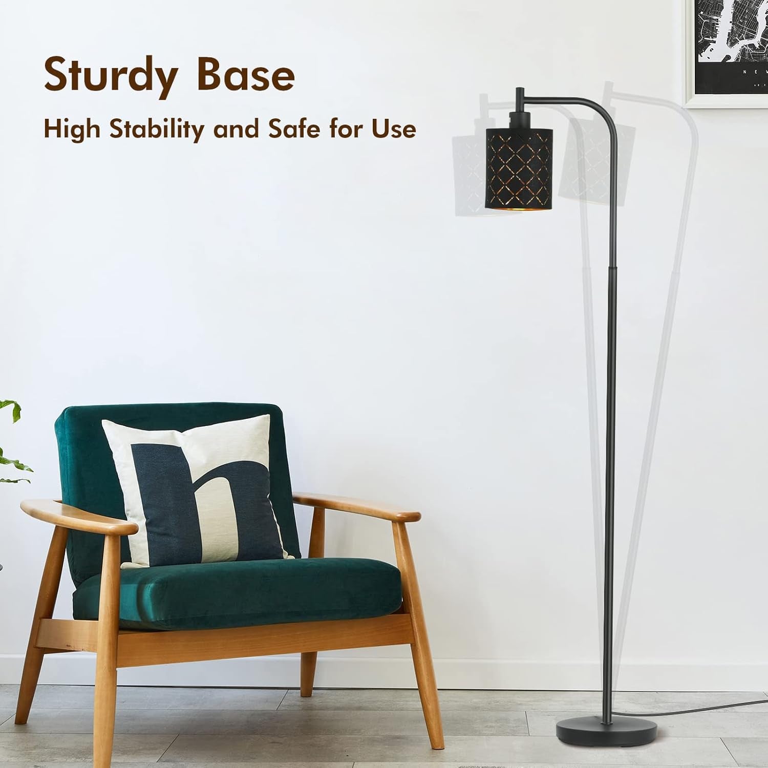 Gothic Floor Lamp with Laser-Cutout Lampshade, LED Standing Lamp for Living Room & Bedroom, 67 Inch