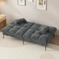 Convertible futon sofa bed with 68-inch corduroy upholstery in dark gray. Features an adjustable backrest and foldable design, perfect for small spaces.