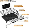 Dish Drying Rack - Expandable Rack, Large Capacity Dish Drainer for Kitchen Counter, Rust-Proof with Utensil Holder