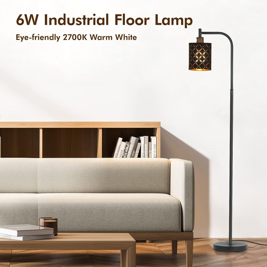 Gothic Floor Lamp with Laser-Cutout Lampshade, LED Standing Lamp for Living Room & Bedroom, 67 Inch