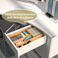 Bamboo Drawer Organizer Storage Box Kitchen - Wood Stackable Tray Set of 2 (12x3x2 inch)