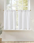 jinchan Linen Pinch Pleated Kitchen Curtains 24 Inch 2 Panels, Natural Linen Tier Curtains Back Tab Beige Farmhouse Cafe, Light Filtering Small Window Drapes for Bathroom Laundry Room Beige