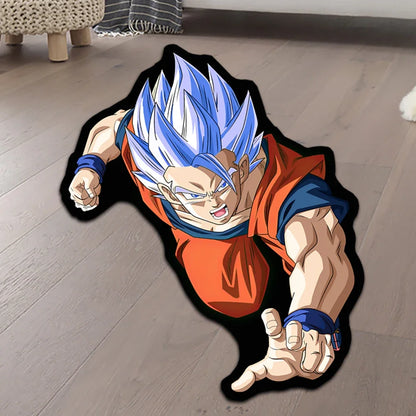 Irregular Area Rugs Anime Dragon Ball Blue Goku Customize Rug Optical Illusions Printed Carpet for Home Decor