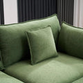 144'' U Shaped Modular Sectional Sofa in green upholstery with storage console, cupholders, and USB port. Features plush cushions for maximum comfort.