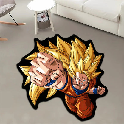 Irregular Area Rugs Anime Dragon Ball Blue Goku Customize Rug Optical Illusions Printed Carpet for Home Decor