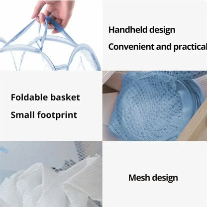 Collapsible Mesh Laundry Hamper Foldable Dirty Clothes Storage Basket Shower Room Bedroom Portable Business Travel Organizer