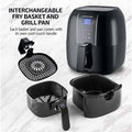 3.2 Qt. Black Air Fryer Grill Pan and Non-Stick Frying Basket Auto Shut-Off 6 Cooking Presets Touch Sensor