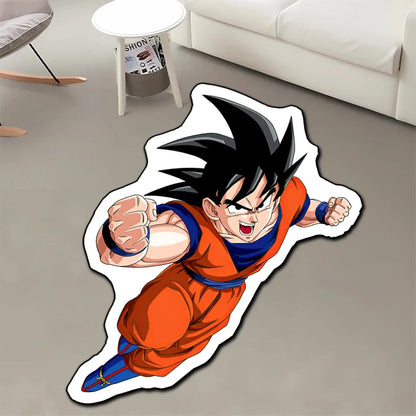 Irregular Area Rugs Anime Dragon Ball Blue Goku Customize Rug Optical Illusions Printed Carpet for Home Decor