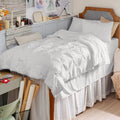 Bedsure Queen Comforter Set Grey - Bed in a Bag Queen Size 7 Pieces, GentleSoft™ Pintuck Bed Set Gift for Family, Pinch Pleat Grey Comforter with Sheets, Pillowcases & Shams