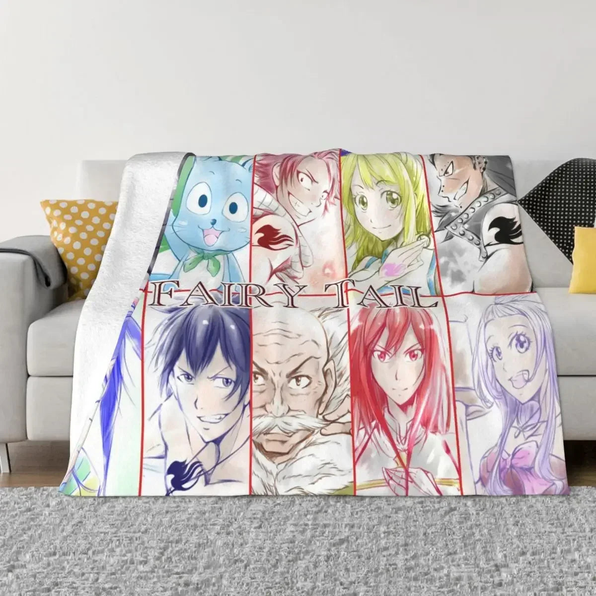 Fairy Tail Plaid Anime Blanket Sofa Cover Flannel Winter Collage Cartoon Soft Throw Blankets for Bed Couch Rug Piece Custom