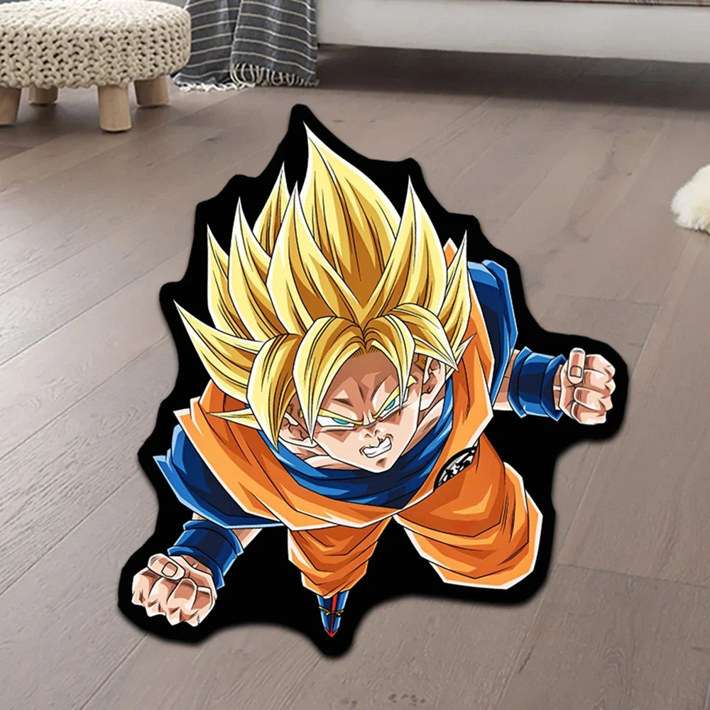 Irregular Area Rugs Anime Dragon Ball Blue Goku Customize Rug Optical Illusions Printed Carpet for Home Decor