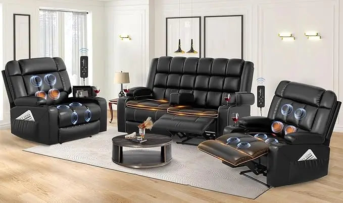 Electric sofa Oversized Recliner Chair with Massage & Heat, Extra Large Seat Breathable Faux Leather Manual Recliners