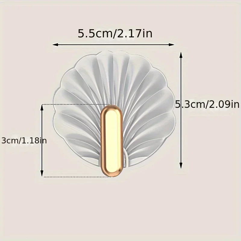 4pcs Shell gold-plated hook, no punching, home kitchen bath multifunctional door back adhesive hook