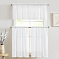jinchan Linen Pinch Pleated Kitchen Curtains 24 Inch 2 Panels, Natural Linen Tier Curtains Back Tab Beige Farmhouse Cafe, Light Filtering Small Window Drapes for Bathroom Laundry Room Beige
