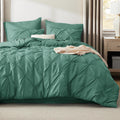 Bedsure Queen Comforter Set Grey - Bed in a Bag Queen Size 7 Pieces, GentleSoft™ Pintuck Bed Set Gift for Family, Pinch Pleat Grey Comforter with Sheets, Pillowcases & Shams