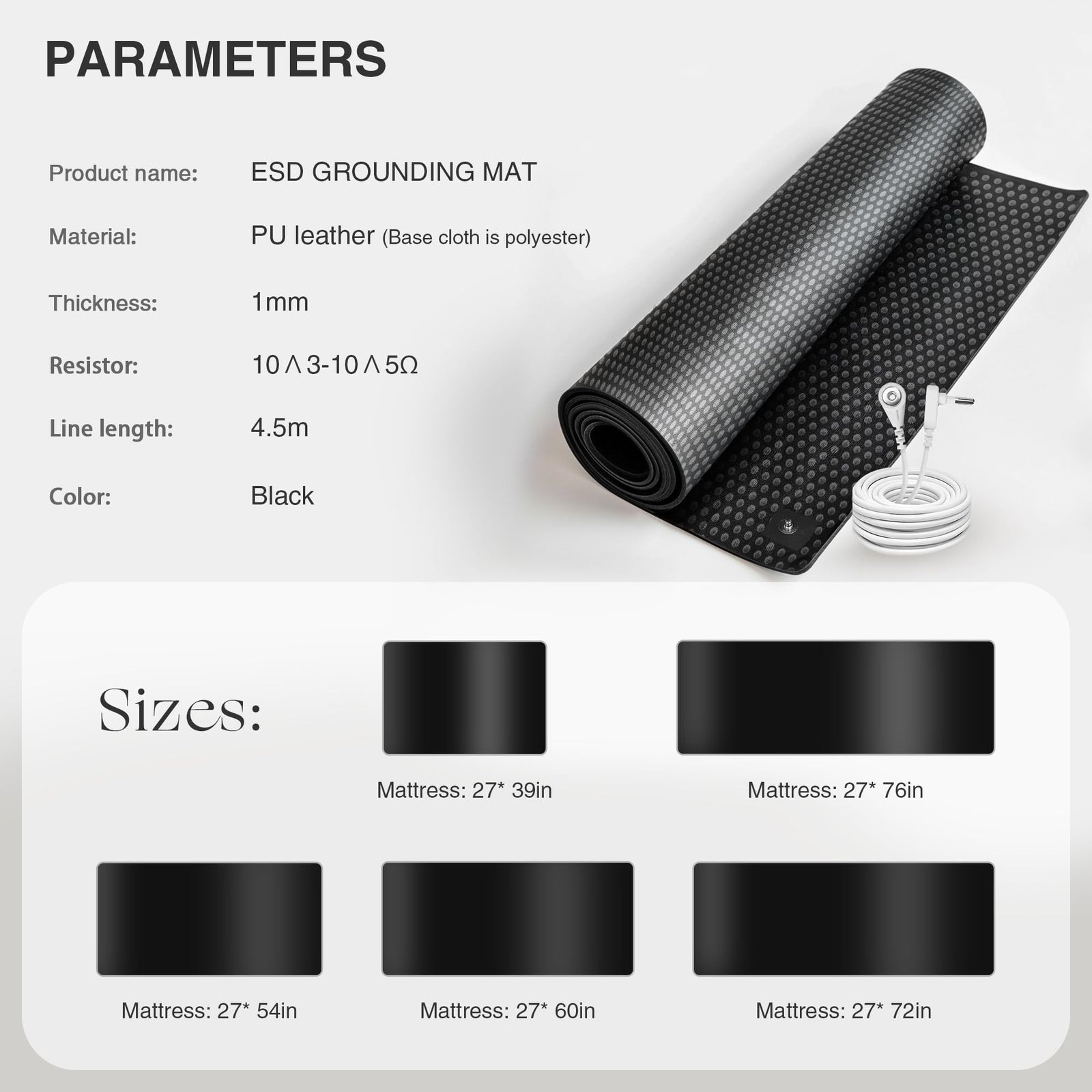 Grounding Mat for Bed, Grounding Pad for Sleep, Anti-Slip