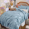Bedsure Queen Comforter Set Grey - Bed in a Bag Queen Size 7 Pieces, GentleSoft™ Pintuck Bed Set Gift for Family, Pinch Pleat Grey Comforter with Sheets, Pillowcases & Shams