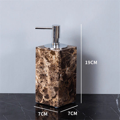 Brown Onyx Natural Marble Bathroom Accessories Luxury Marble Soap Dispenser Toothbrush Holder Soap Dish Tray Set for Bathroom