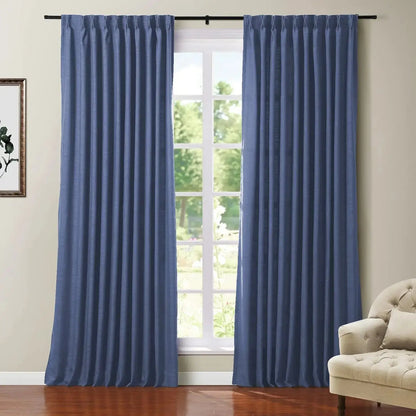 108 Inches Long Blackout Curtain for Bedroom Kids Room , Linen Blend Thermal Insulated Curtain  52Wx108L,1 Panel