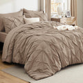 Bedsure Queen Comforter Set Grey - Bed in a Bag Queen Size 7 Pieces, GentleSoft™ Pintuck Bed Set Gift for Family, Pinch Pleat Grey Comforter with Sheets, Pillowcases & Shams