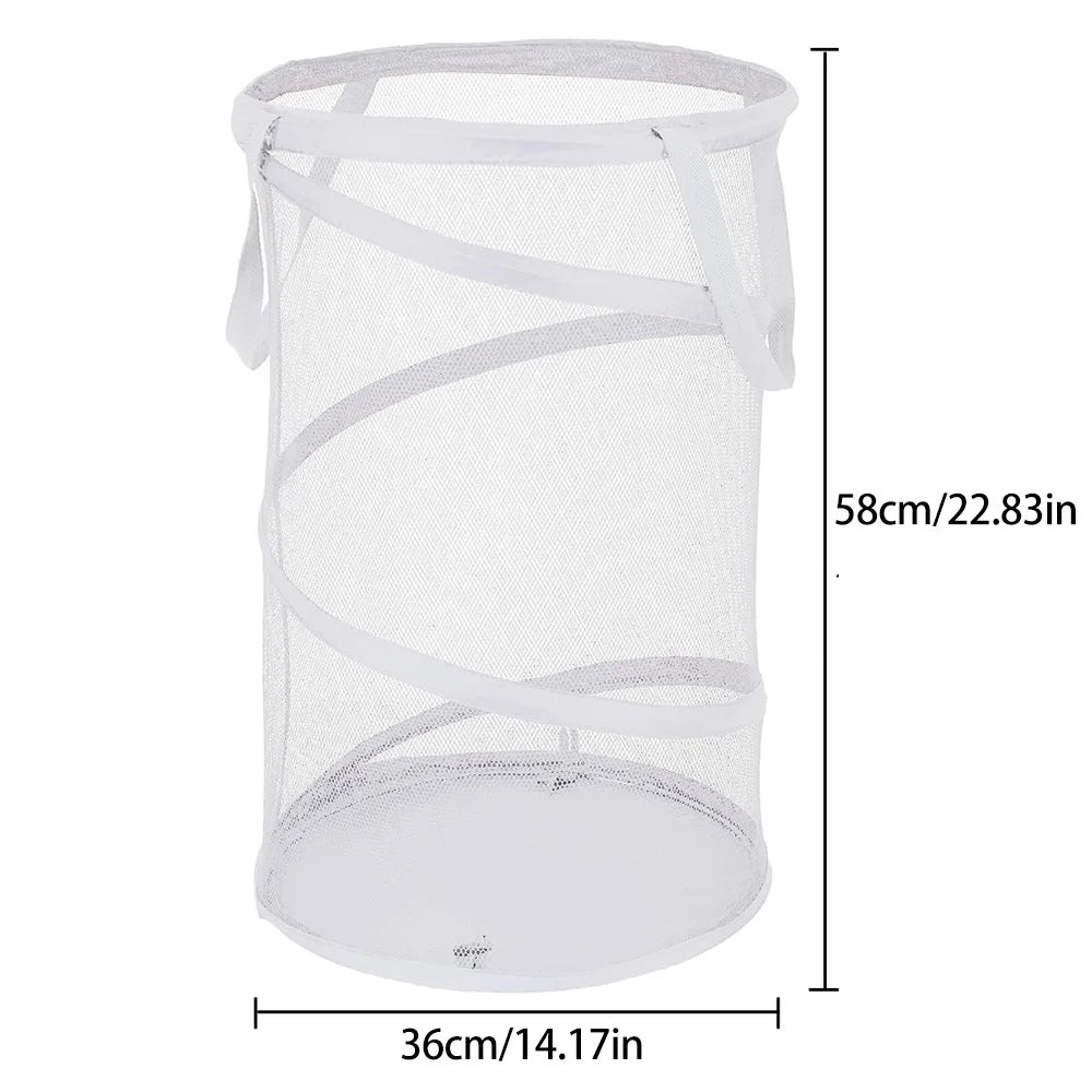 Folding Dirty Laundry Sorting Basket Large Mesh Yarn Storage Bag Frame Bucket Laundry Organizers Storage Pouch Storage Organizer