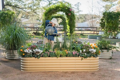 Raised Garden Bed Kits, 17 "Tall, 9 in 1, 8ft X 2ft, Metal, Planter, Vegetables, Flowers, Ground Planter Box, Sunlit Oak