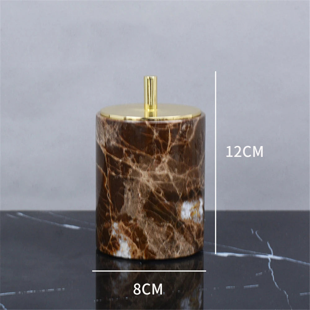 Brown Onyx Natural Marble Bathroom Accessories Luxury Marble Soap Dispenser Toothbrush Holder Soap Dish Tray Set for Bathroom